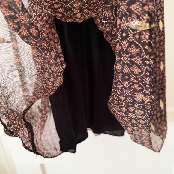 ba&sh Madrid Brown and Gold Silk Mini Dress Size 2 (US 6) Boho French Girl Flowy - Picture 8 of 12